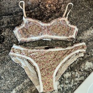 Louis Vuitton Cream and Pink Floral Lingerie